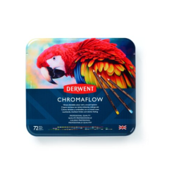 Creioane colorate Derwent, Creioane colorate Derwent Professional Chromaflow, cutie metalica, 72 buc/set - autograf.ro