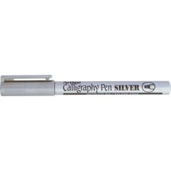 Artline, Marker ARTLINE Calligraphy, corp metalic, varf tesit din fetru 2.5mm - argintiu - autograf.ro