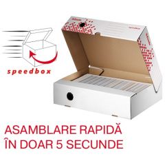 Alonje arhivare Esselte, Cutie depozitare si arhivare ESSELTE Speedbox, orizontala, carton, 80 mm, alb - autograf.ro