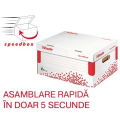Alonje arhivare Esselte, Container arhivare si transport ESSELTE Speedbox, cu capac, carton, dimensiune S, alb - autograf.ro