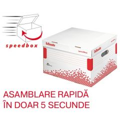 Alonje arhivare Esselte, Container arhivare si transport Esselte Speedbox, cu capac, carton, 100% reciclat, FSC, L, alb - autograf.ro