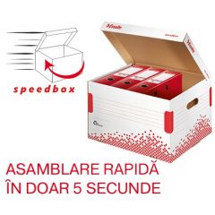 Alonje arhivare Esselte, Container arhivare si transport ESSELTE Speedbox, pentru bibliorafturi, carton, alb - autograf.ro