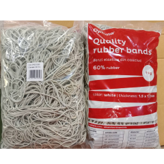 Optima, Elastice pentru bani, 60% cauciuc, 1kg/punga, D 60, grosime 1.5mm x 1.5mm, Optima - albe - autograf.ro