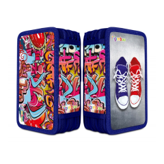 Penare fete Gimboo, Penar echipat, 3 compartimente, GIMBOO, Graffiti - albastru - autograf.ro