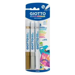 Giotto, Markere cu vopsea,  3 culori/blister, culori metalizate(auriu, argintiu,alb), GIOTTO Decor Metallic - autograf.ro