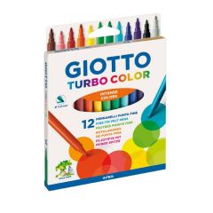 Carioci lavabile Giotto, Carioca lavabila, varf 2,8mm, 12 culori/cutie, GIOTTO Turbo Color - autograf.ro