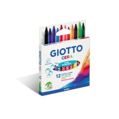 Creioane colorate Gimboo Giotto, Creioane cerate din plastic, 12 culori/cutie, GIOTTO Cera - autograf.ro
