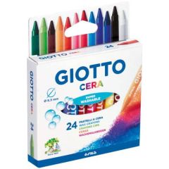 Creioane colorate Gimboo Giotto, Creioane cerate din plastic, 24 culori/cutie, GIOTTO Cera - autograf.ro