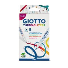 Carioci Giotto, Carioca cu sclipici, 8 culori/cutie,  GIOTTO Turbo Glitter - culori intense - autograf.ro