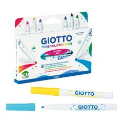 Carioci Giotto, Carioca cu sclipici, 6 culori/cutie,  GIOTTO Turbo Glitter Maxi - autograf.ro