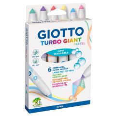 Carioci lavabile Giotto, Carioca super lavabila, varf 7.5mm,  6 culori pastel/cutie, GIOTTO Turbo Giant Pastel - autograf.ro