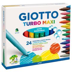 Carioci lavabile Giotto, Carioca lavabila, varf 5mm, 24 culori/cutie, GIOTTO Turbo Maxi - autograf.ro