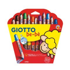Carioci Giotto, Creioane colorate jumbo + ascutitoare, 12 culori/cutie, GIOTTO be-be - autograf.ro