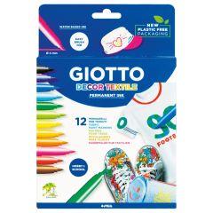 Carioci textile, Carioca permanenta pentru textile, 12 culori/cutie, GIOTTO Decor Textile - autograf.ro