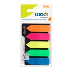 STICK'n  , Stick index plastic transparent color 42 x 12 mm, 5 x 25 file/set, Stick
