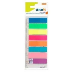 STICK'n  , Stick index plastic transp. color 45 x 12 mm, 8 x 25 file/set + rigla, Stick