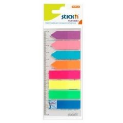 STICK'n  , Stick index plastic transp. color 45 x 12 mm, 8 x 25 file/set + index sageata, Stick