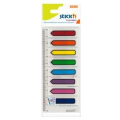 STICK'n  , Stick index plastic transparent color 45 x 12 mm, 8 x 15 file/set, Stick