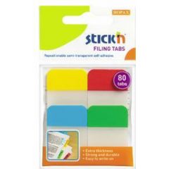 STICK'n  , Stick index plastic transp. cu margine color 38 x 25 mm, 4 x 20 file/set, Stick