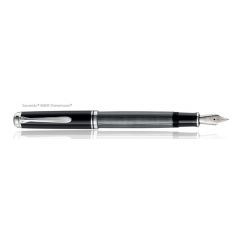 Stilou caligrafic, STILOU SOUVERAN M405 STRESEMANN M, PENITA AUR 14K, ACCESORII PLACATE CU PALADIU, CORP ANTRACIT/DUNGI - autograf.ro