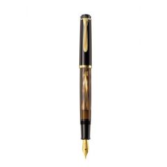 Stilou caligrafic, STILOU CLASSIC M200 M, CU PISTON, PENITA DIN OTEL INOXIDABIL PLACAT CU AUR, ACCESORII PLACATE CU AUR, CORP BROWN MARBLED - autograf.ro