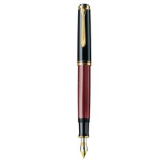 Stilou caligrafic, STILOU SOUVERAN M600 F,PENITA AUR 14K,ACCESORII PLACATE CU AUR,CORP NEGRU-ROSU - autograf.ro