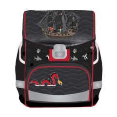 Ghiozdane baieti, Ghiozdan baieti, rezistent, cu imprimeu Sea Dragon, negru, model Herlitz Fit - autograf.ro