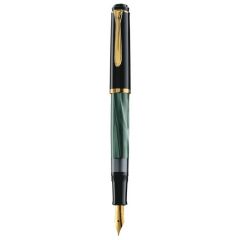 Stilou caligrafic, STILOU CLASSIC M200 M CU PISTON,ACCESORII PLACATE CU AUR,CORP NEGRU/VERDE MARMOR - autograf.ro