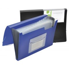 Dosare, mape si folii Q-connect, Mapa cu burduf A4, 13 compartimente, separatoare color, inchidere cu elastic, Q-Connect - albastru - autograf.ro