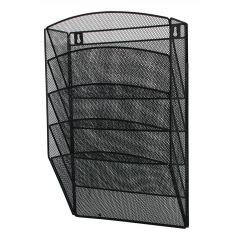 Tavite documente, Display metalic Mesh, pentru pliante si cataloage, de perete, 5 x A4, Q-Connect - negru - autograf.ro