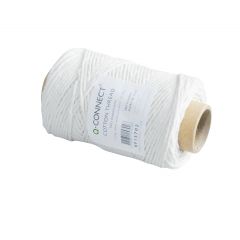 Banda adeziva si produse de ambalare Q-connect, Sfoara din bumbac, ceruita, 80m, 100g/ghem, Q-Connect - culoare alba - autograf.ro