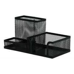 Banda adeziva si produse de ambalare Q-connect DELI, Organizer metalic Mesh, de birou, 3 compartimente, Q-Connect - negru - autograf.ro