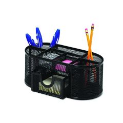 Banda adeziva si produse de ambalare Q-connect DELI, Organizer metalic Mesh, de birou, 8 compartimente, Q-Connect - negru - autograf.ro