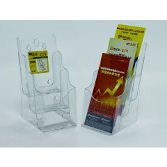 Suporti si aviziere, Display plastic pentru brosuri, de birou/perete, 3 x 1/3A4, KEJEA - transparent - autograf.ro