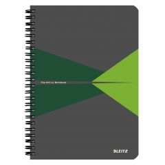 Caiete cu spirala Leitz, Caiet de birou LEITZ Office, carton laminat, coperta flexibila, A5, 90 coli, cu spira, mate, verde - autograf.ro
