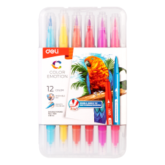 Carioci, CARIOCI CU VARF PENSULA 12 CULORI CUTIE PLASTIC DELI - autograf.ro