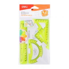 Produse pentru geometrie, desen tehnic Aurora DELI, SET GEOMETRIE 4 PIESE COLOR EG00602 DELI - autograf.ro