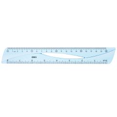 Rigle, echere, raportoare, seturi, RIGLA 20CM ALBASTRA TRANSPARENTA DELI - autograf.ro