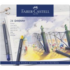Seturi pictura si desen Faber-Castell, CREIOANE COLORATE 24 CULORI GOLDFABER CUTIE METAL FABER-CASTELL - autograf.ro