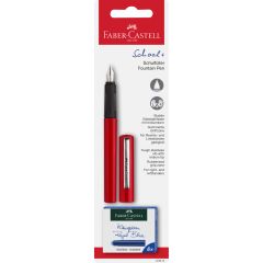 Stilouri şcolare Faber-Castell, BLISTER STILOU SCOLAR ROSU + 6 CARTUSE FABER-CASTELL - autograf.ro