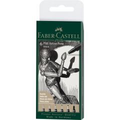 Markere, PITT ARTIST PEN SET 6 BUC 0.05, 0.1, 0.3, 0.5, 0.7, 0.15 FABER-CASTELL - autograf.ro