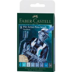 Markere, PITT ARTIST PEN SET 8 BUC ALBASTRU 2022 FABER-CASTELL - autograf.ro