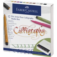 Markere, PITT ARTIST PEN CALIGRAFIC CUTIE STUDIO 12 BUC FABER-CASTELL - autograf.ro