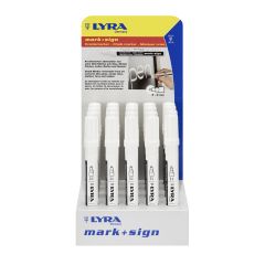 Lyra, Display markere cu creta, LYRA, pentru table de scris, varf 2-4mm, 20 buc/display - albe - autograf.ro