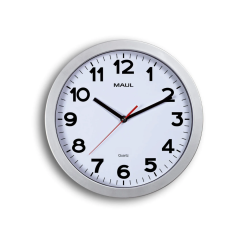 Ceasuri de perete, Ceas de perete, D-30 cm, cifre arabe, cadran alb, MAUL Step - rama plastic argintie - autograf.ro