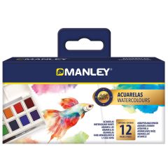 Acuarele, tempera, ulei, acrilice Manley, Set tempera acrilica Manley, pastile compacte - 12 culori/set - autograf.ro