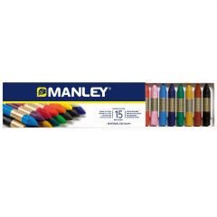 Creioane colorate Manley, Creioane cerate, cutie carton, 15 culori/cutie - Manley - autograf.ro