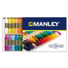 Creioane colorate Manley, Creioane cerate, cutie carton, 24 culori/cutie - Manley - autograf.ro