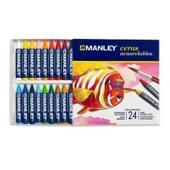 Creioane colorate Manley, Creioane cerate pe baza de apa-Manley, cutie carton, metalice, 24 culori/set - autograf.ro