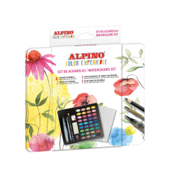 Acuarele, tempera, ulei, acrilice Alpino, Acuarele 36 culori/cutie + pensula, burete, creion grafit, radiera, acutitoare, set hartie, ALPINO - autograf.ro